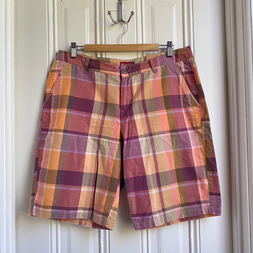 Merona Orange Plum Plaid Bermuda Shorts